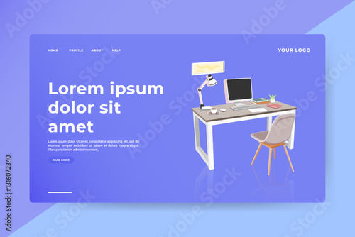 Modern Desk Workspace Webpage Design