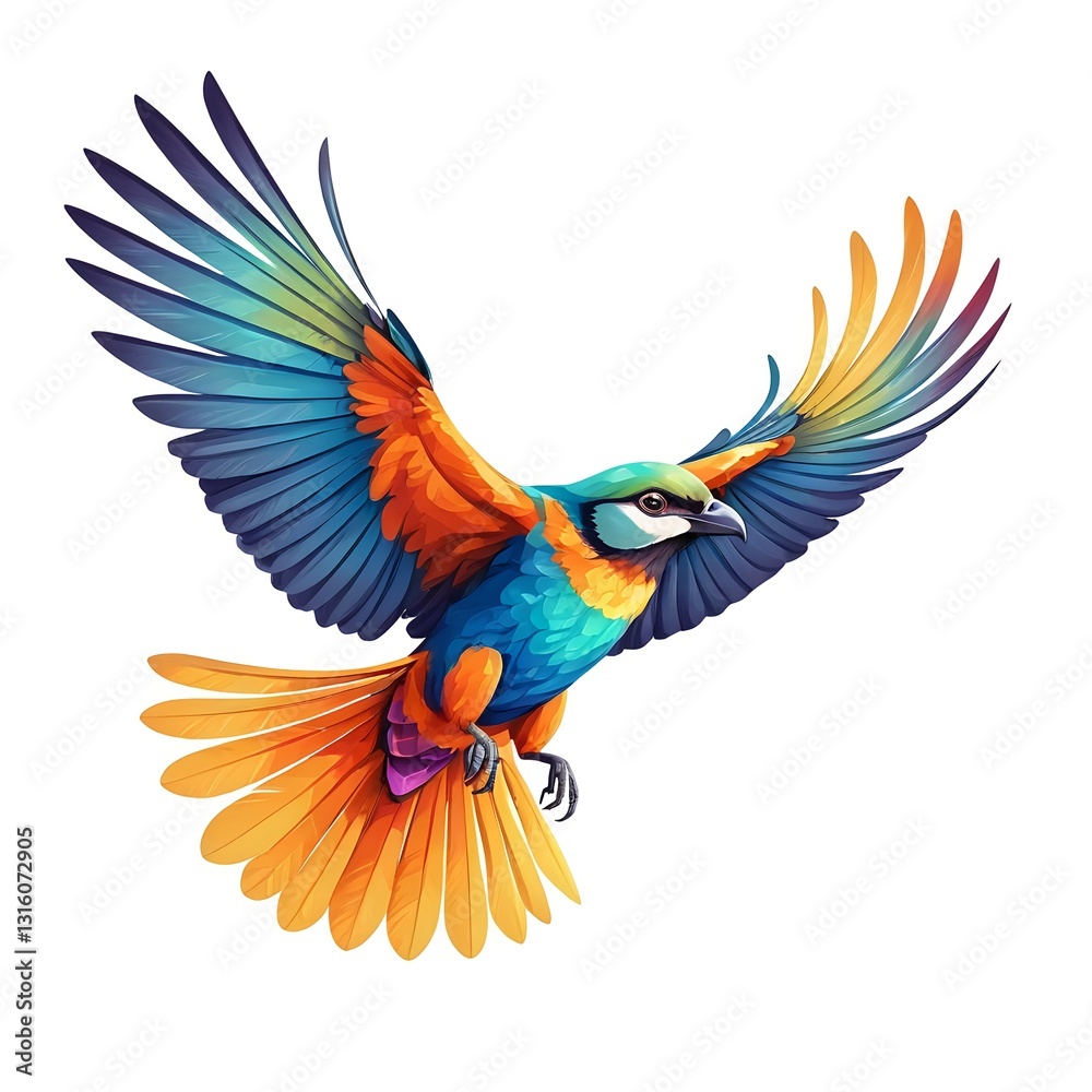 Fototapeta premium Vibrant Tropical Bird in Flight