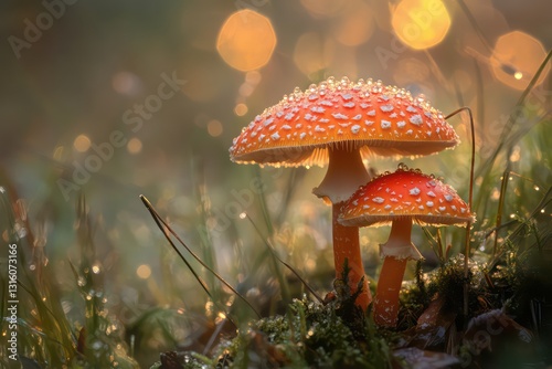 The timeless beauty of an autumn morning captured in a dew-filled meadow.