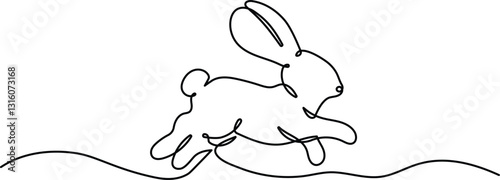 Rabbit continuous one line drawing. Editable stroke on a white isolated background. Vector illustration
