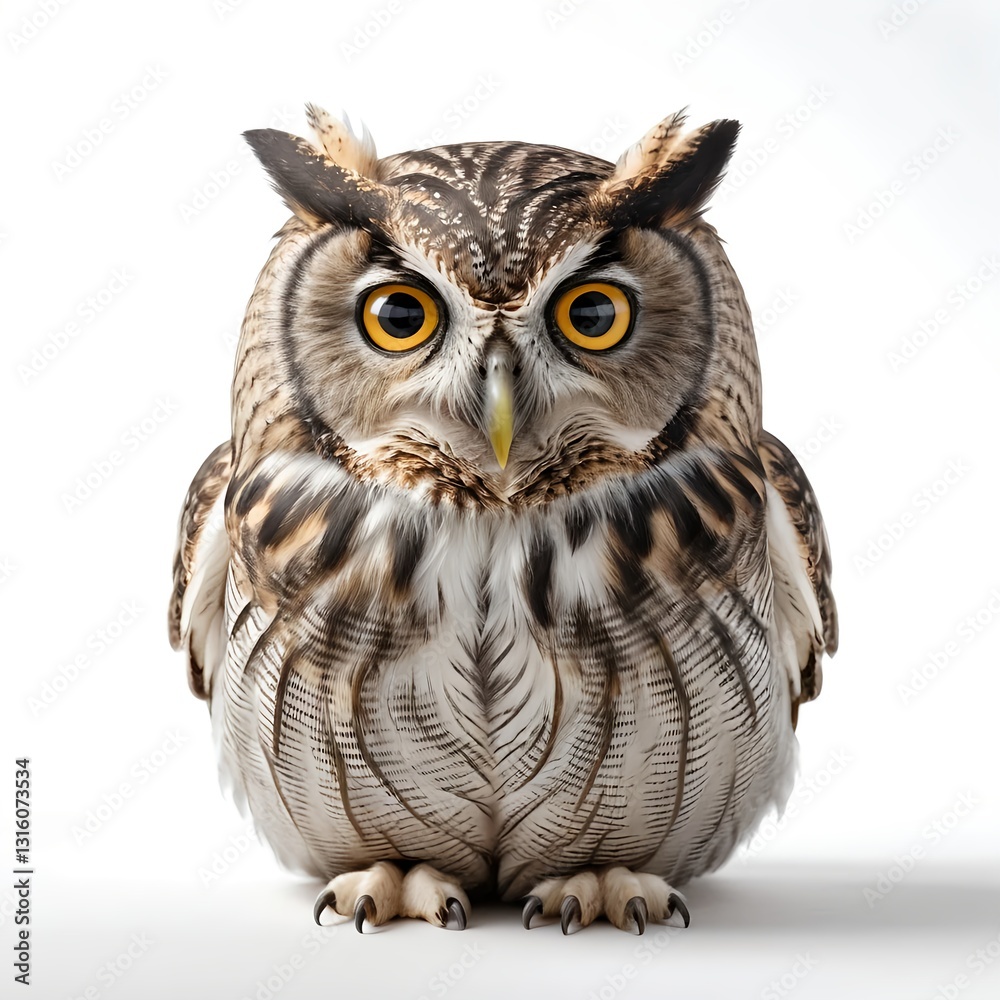 Naklejka premium Wise Owl Portrait on White Background