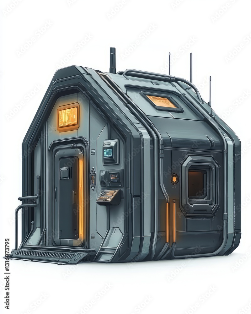 Naklejka premium Small cabin futurism sci-fi style