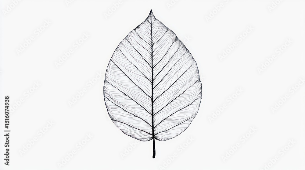 Obraz premium Skeletonized leaf, studio shot, white background, botanical illustration, nature