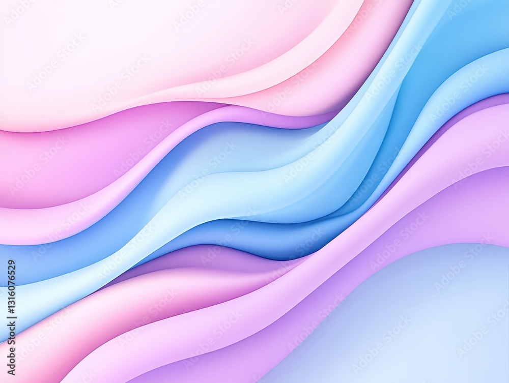 Fototapeta premium Soft pastel waves blending seamlessly in a serene abstract background