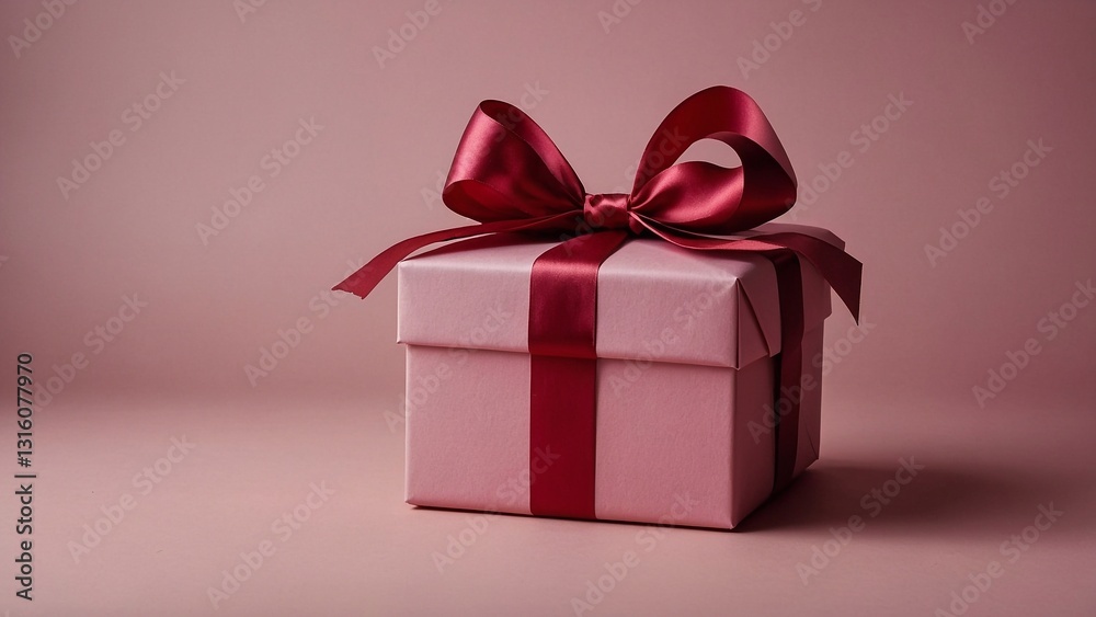 Fototapeta premium Elegant opened red gift box with a bow floating on a pink background, perfect for celebrations and special occasions