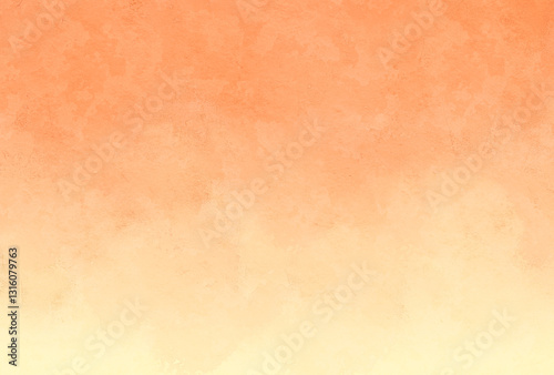 オレンジと黄色のグラデーションの水彩背景　テクスチャ素材
