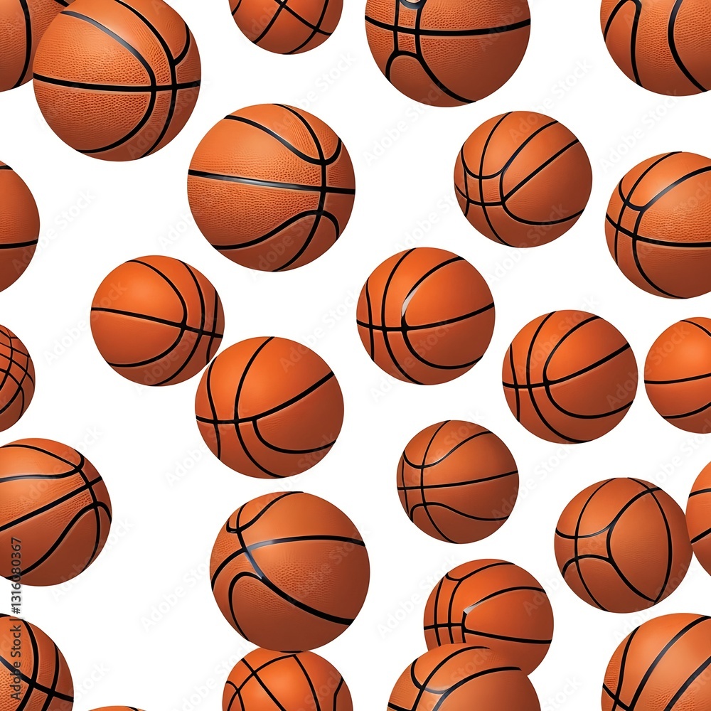 Floating Basketballs, Seamless Pattern Floating Basketballs, Seamless Pattern