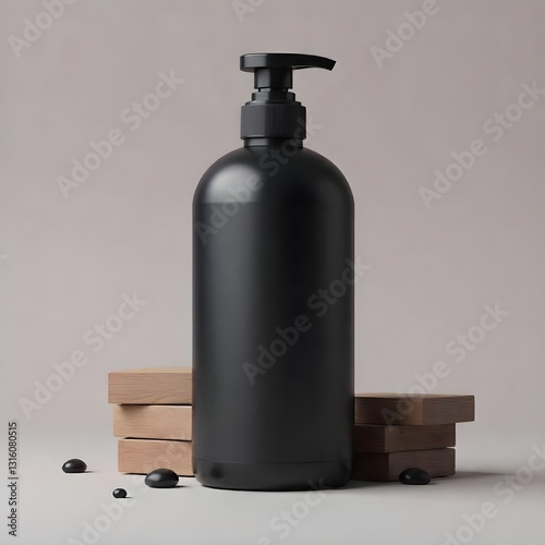 Wallpaper Mural black shampoo bottle mockup Torontodigital.ca