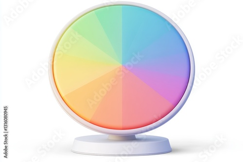 A colorful wheel of fortune or lucky spin device is depicted against a white background, accompanied by empty space for text and items, making it suitable for a game or casino website banner