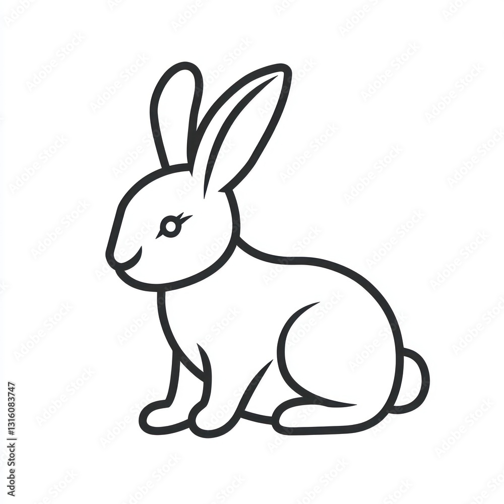 Simple and playful Easter bunny icon, bold black vector lines, white backdrop. Simple and playful Easter bunny icon, bold black vector lines, white backdrop.