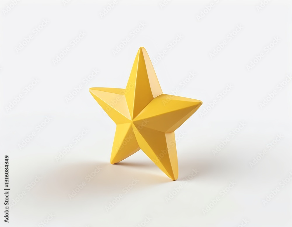 Obraz premium Yellow 3D Star on White Background