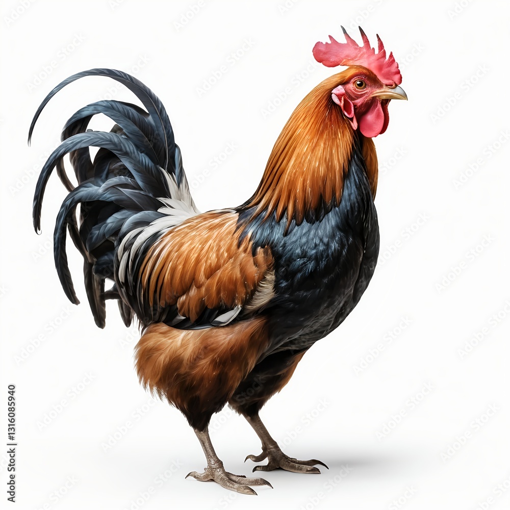 Fototapeta premium Majestic Rooster Isolated on White Background