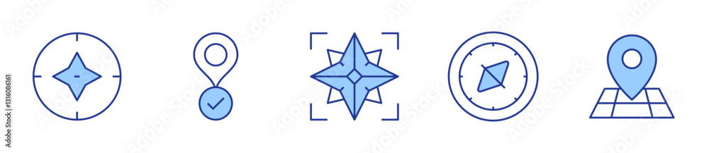 compass, placeholder, wind rose, position. GPS Icon vector illustration. Line Duotone style. Editable stroke compass, placeholder, wind rose, position. GPS Icon vector illustration. Line Duotone style. Editable stroke