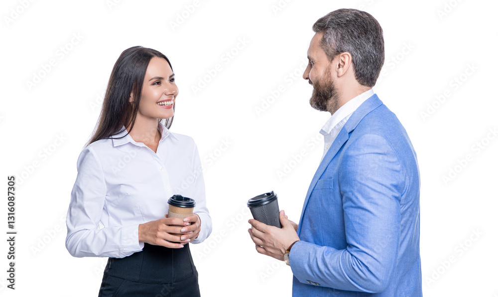 business colleague at coffee break isolated on white. businessman and businesswoman with coffee. colleagues having coffee break in office. businesspeople. business coffee meeting. Meeting Discussion business colleague at coffee break isolated on white. businessman and businesswoman with coffee. colleagues having coffee break in office. businesspeople. business coffee meeting. Meeting Discussion