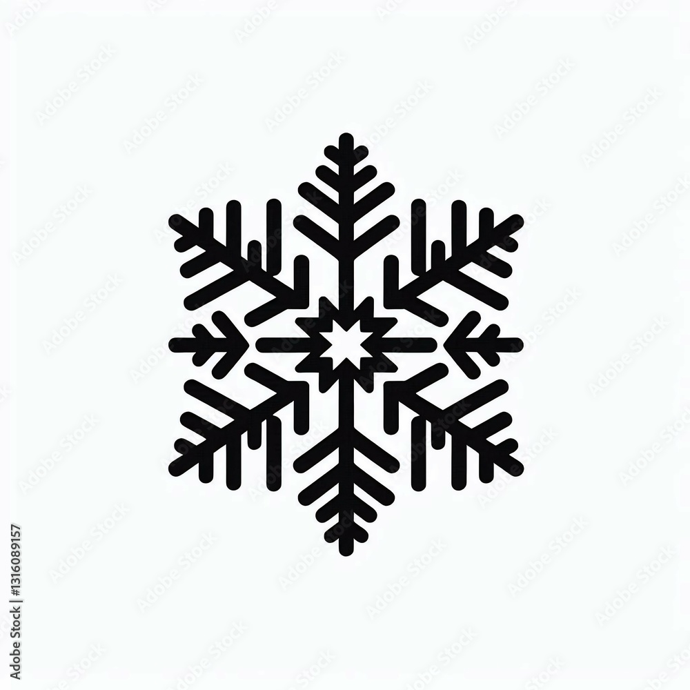 Simple Black Snowflake on White Background Simple Black Snowflake on White Background