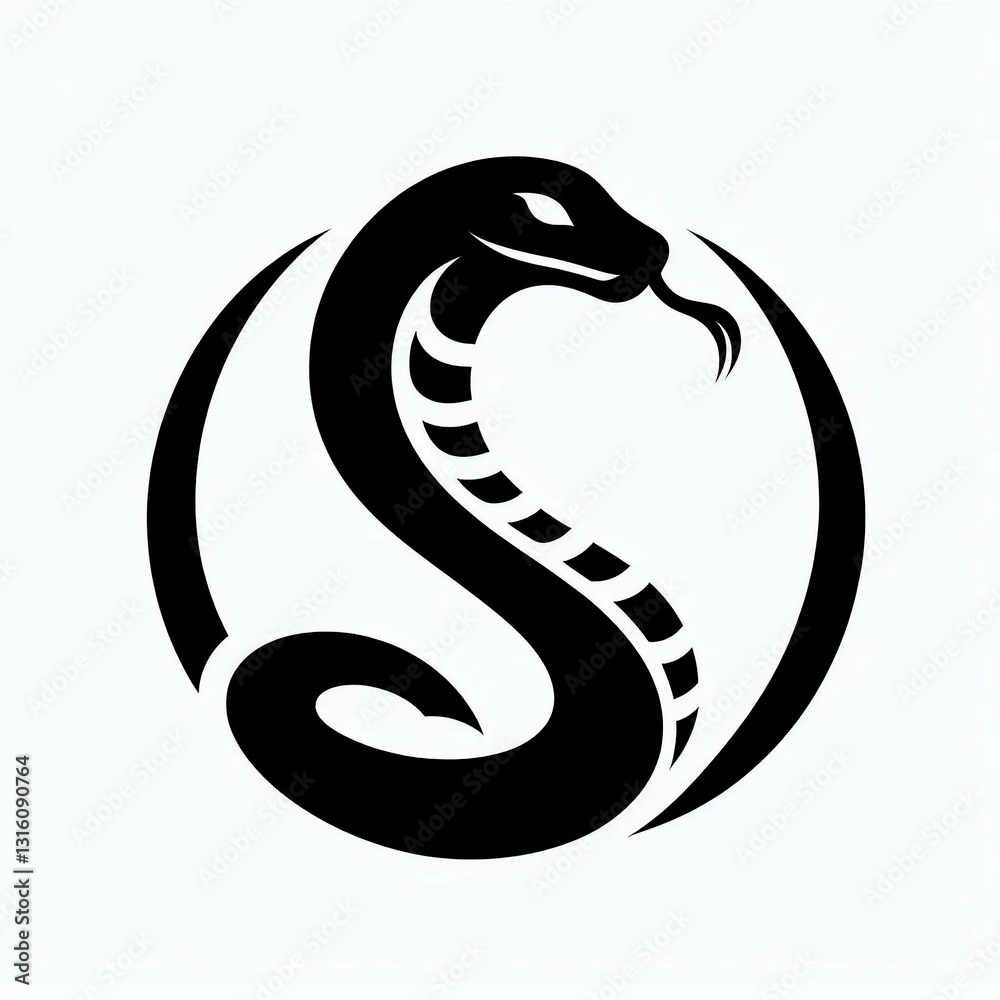 Fototapeta premium Cobra in a Circle Symbol
