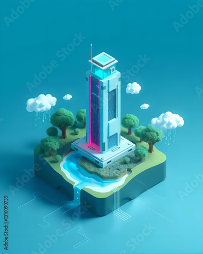 isometric city building, skyscraper, business center, urban landscape
