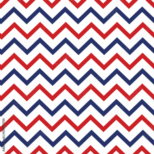 Red blue white zig zag seamless parttern