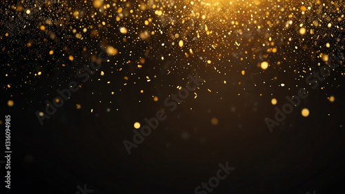 Golden glitter bokeh on a dark background
