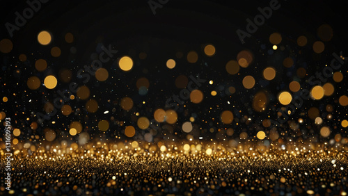 Golden glitter bokeh on a dark background