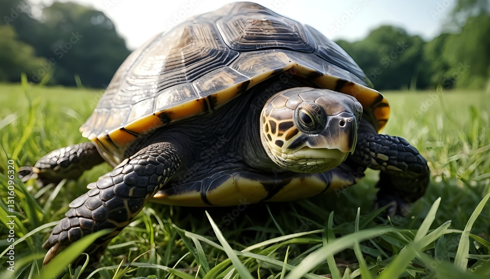 Fototapeta premium Close-up of a Turtle in Grass