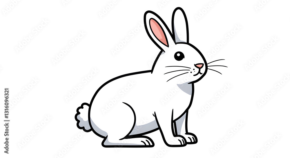 Cute White Rabbit Cartoon Illustration Cute White Rabbit Cartoon Illustration