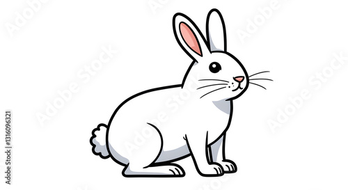Cute White Rabbit Cartoon Illustration