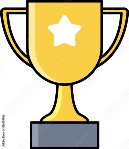 Trophy icon with outline and shadow reflection.