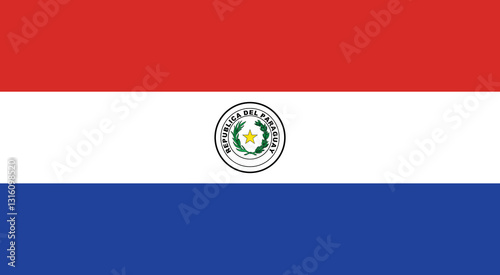 Flag of Paraguay. Paraguay flag official colors and proportion digital vector illustration.