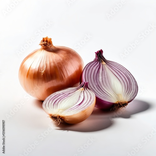 Wallpaper Mural Fresh Yellow and Red Onions, Whole and Sliced Torontodigital.ca