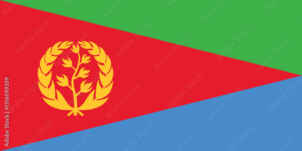 Naklejka premium Eritrea flag official colors and proportion digital vector illustration