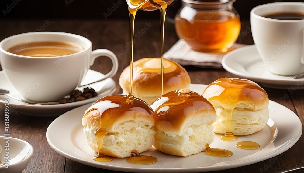 Honey Drizzled Dinner Rolls with Coffee Honey Drizzled Dinner Rolls with Coffee