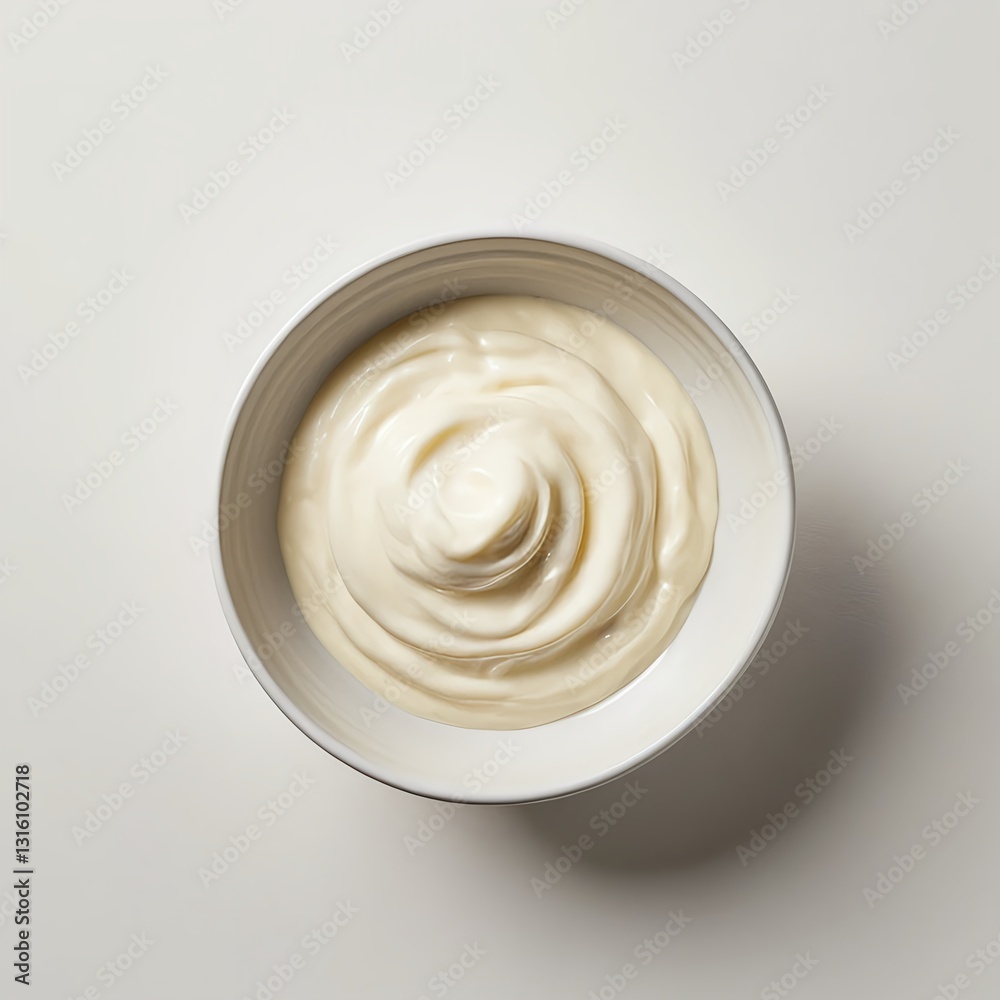 Creamy Swirl of Mayonnaise in a Bowl Creamy Swirl of Mayonnaise in a Bowl