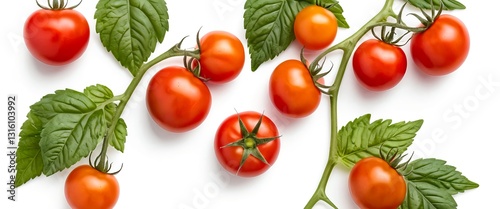 Fresh Vine Ripe Tomatoes on White Background