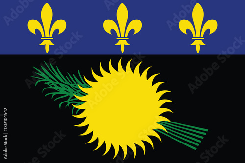 Guadeloupe flag. Flag of Guadeloupe. Flag icon. Standard color. Standard size. Rectangular flag. Computer illustration. Digital illustration. Vector illustration.