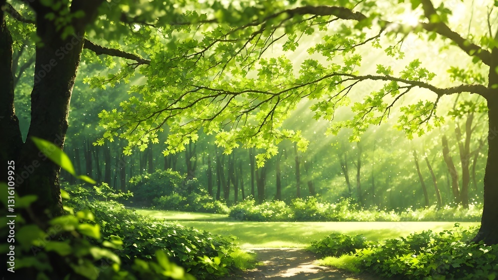 beautiful scenery of green trees and sunlight beautiful scenery of green trees and sunlight