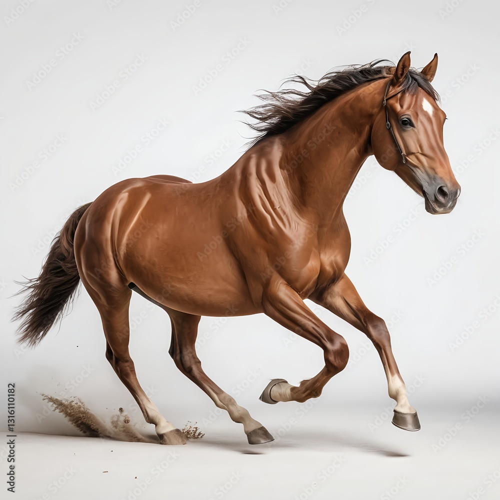 Obraz premium Chestnut Horse Running in Studio