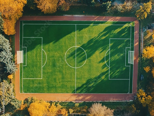Old soccer field with goal and game strategy illustration