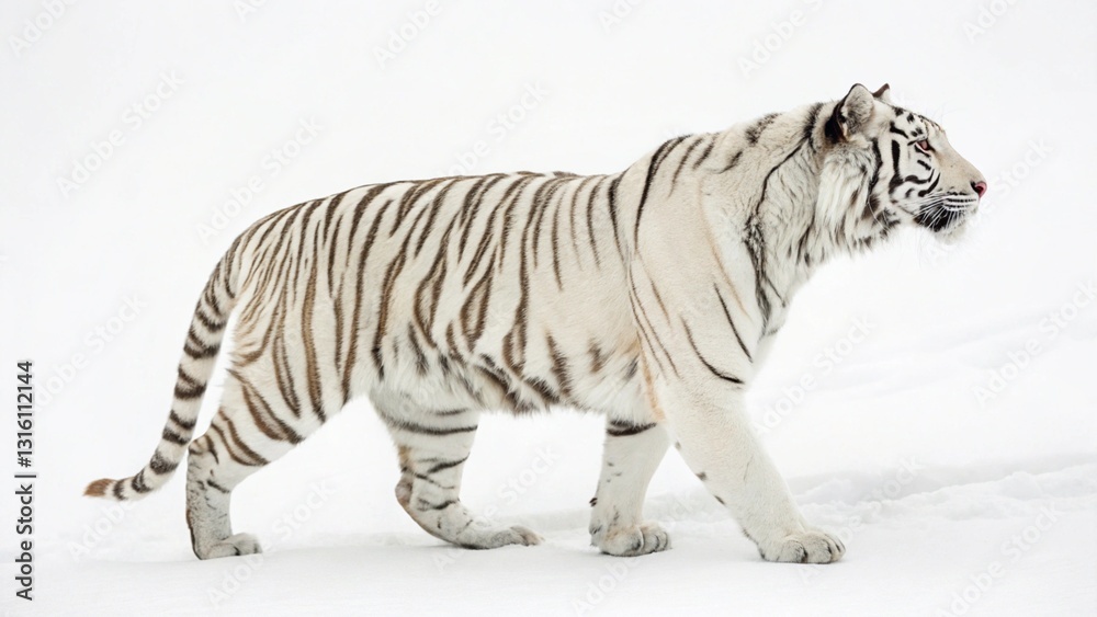 Obraz premium white tiger in full view on white studio background