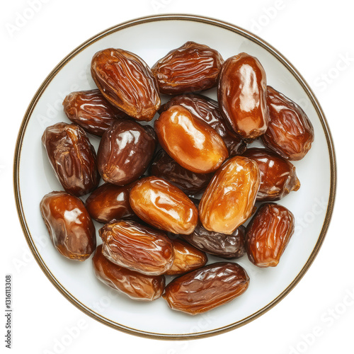 ramadan dates in a plate isolated on white or transparent background
