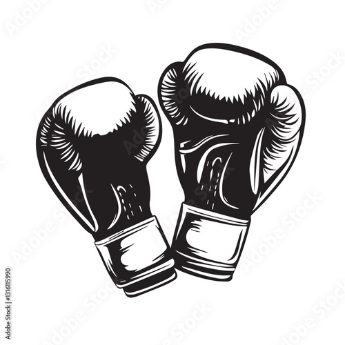 boxing gloves Flat Black and White icon Design Minimal on white background	
