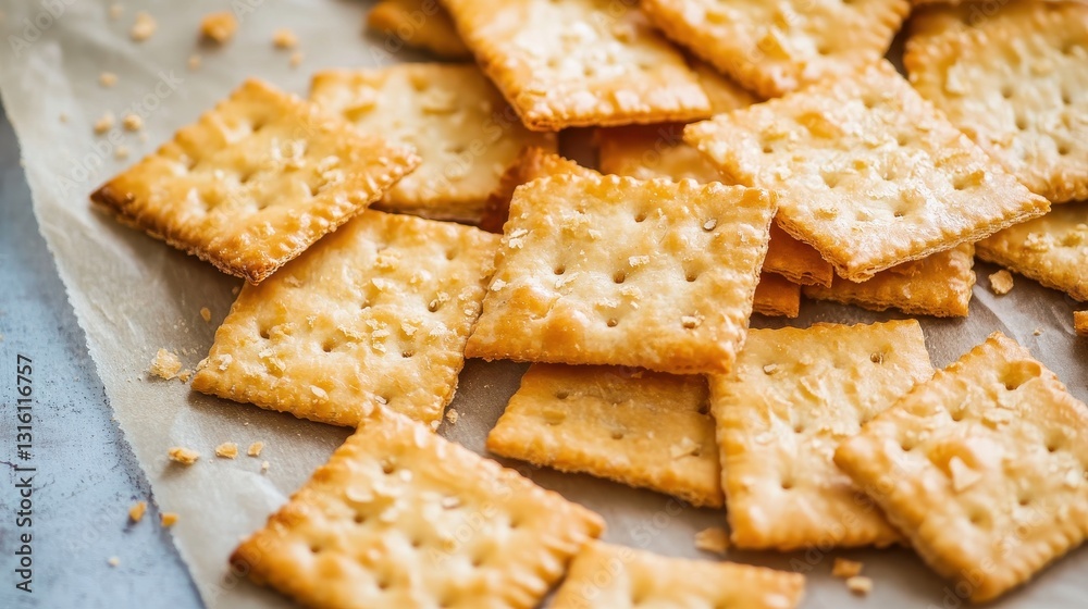 Crispy Crackers on a Surface with Light Texture and Golden Brown Color