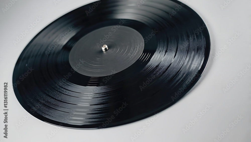 Black Vinyl Record On White Background
