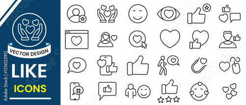 Like, Feedback icon vector set. Thumb up and down,  rating, testimonials, quick response, satisfaction, review, like, customer, message, chat, comment line icon set. Vector illustration.