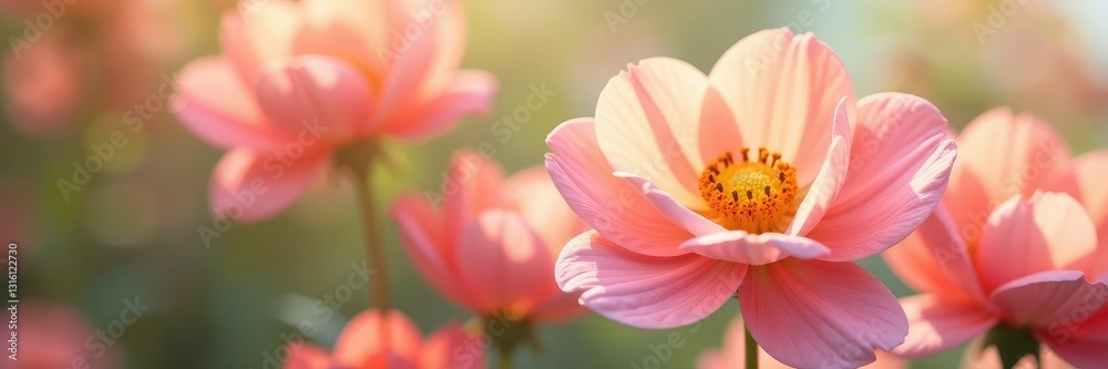 Soft petals of flowers in pastel pink and yellow hues, flower, yellow Soft petals of flowers in pastel pink and yellow hues, flower, yellow