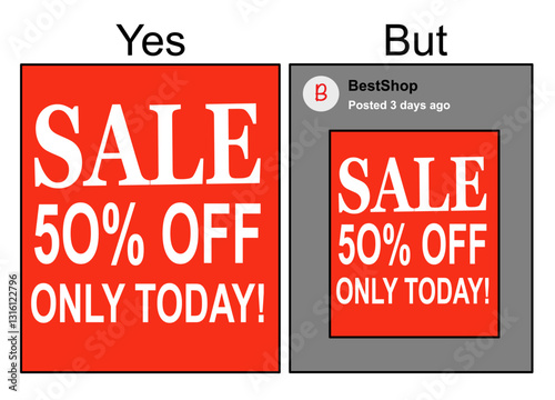 Comparison concept: sale price vs when you see it.
