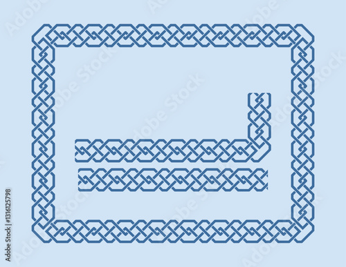 Islamic border, pattern design element vector illustration. Set of Kazakh ornamental elements, national ornament, isolated background, decorative frames, seamless borders. Islamic oriental style