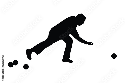 Bocce ball silhouette on white background
