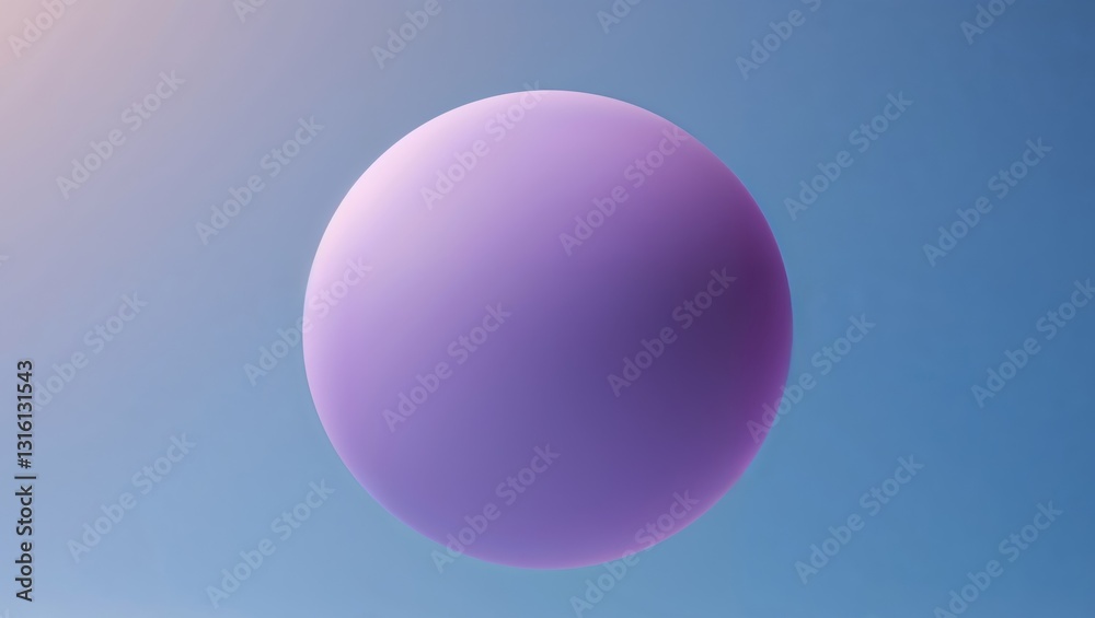 Fototapeta premium Happy Purple Sphere on Blue Background Positive Emotion Concept.