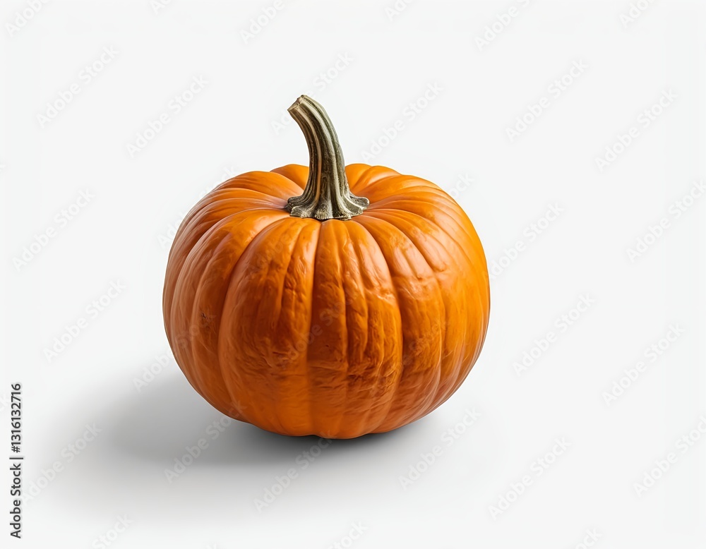 Obraz premium Single Orange Pumpkin on White Background
